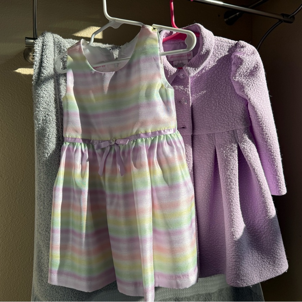 BONNIE JEAN Pastel Striped and Purple Toddler Easter Dress Set - Picture 3 of 11